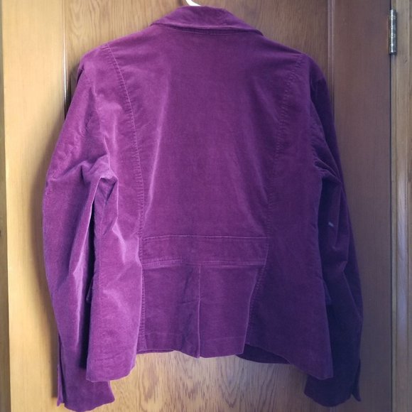 Burgundy, soft cotton velvet jacket, blazer, Reitmans, vintage 90s/early 2000s - Picture 3 of 10